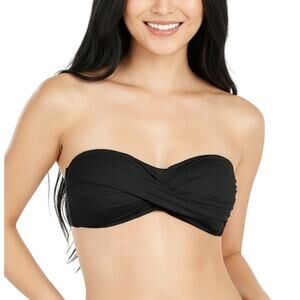 Bar III Women’s Swimwear Core Solids Twist Bandeau Bikini Top Black NWT XS